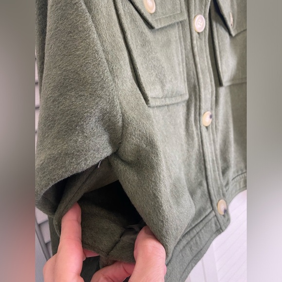 Time & Tru Olive Green Button Up Jacket, Size S, Pockets, Button Cuffs - Picture 3 of 7